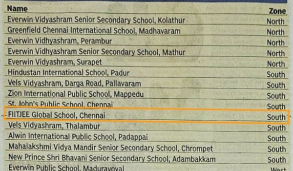 FIITJEE Global School Chennai Recognised as Excellent School at National Level at Times Education Icons 2025-26