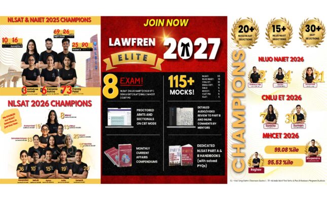 Lawfren Rated Among the Best NLSAT Coaching and Best 3 Year LLB Coaching in India