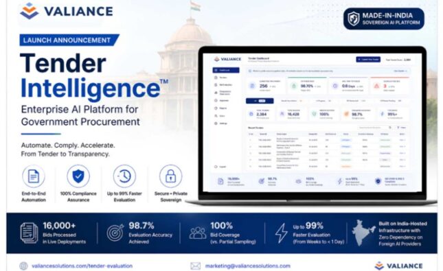 Valiance Solutions Launches Tender Intelligence, an Enterprise SaaS for Government Procurement